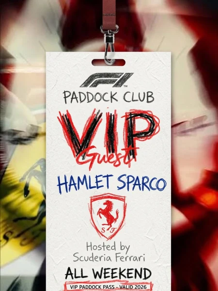 My custom-prepared VIP Paddock Pass